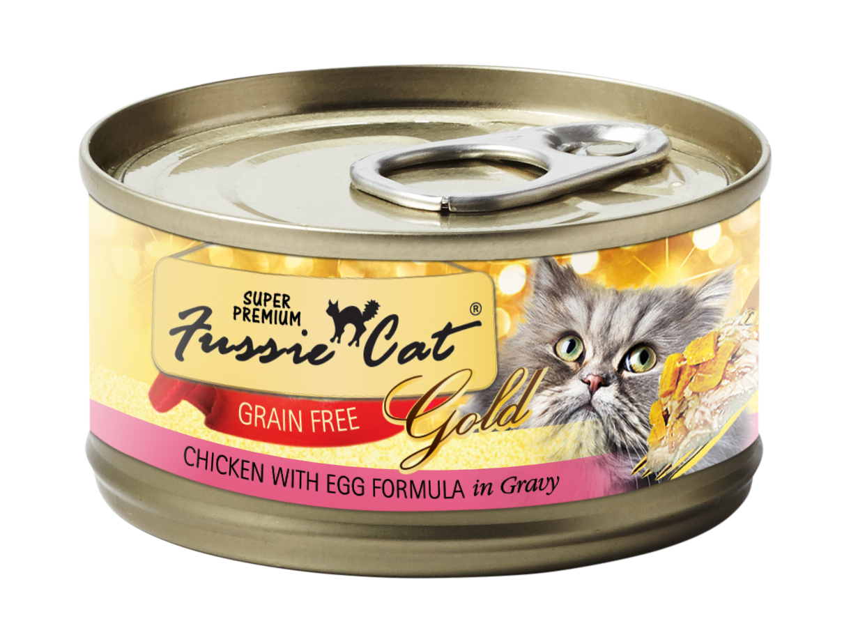 Fussie Cat Gold Chicken, Egg & Gravy Wet Cat Food, 2.82-oz, Case of 24