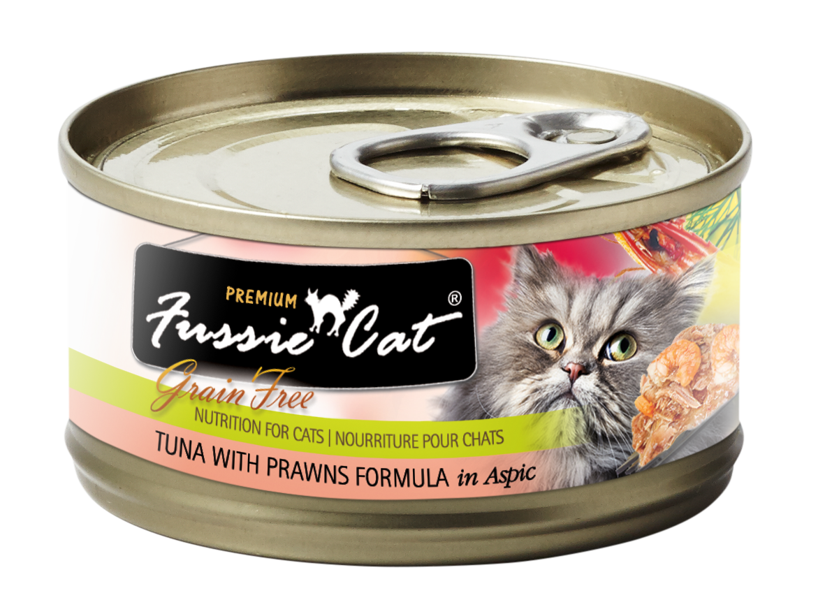 Fussie Cat Tuna & Prawns Wet Cat Food, 2.82-oz, Case of 24