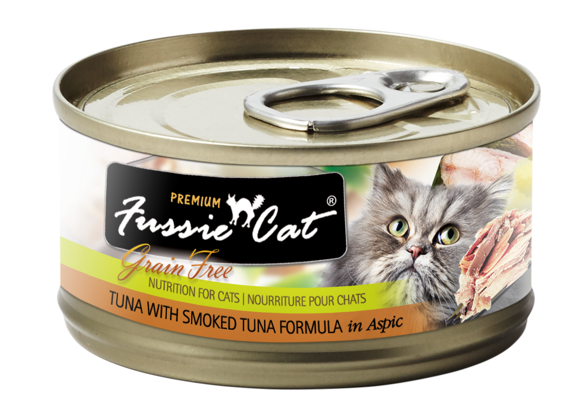 Fussie Cat Tuna & Smoked Tuna Wet Cat Food, 2.82-oz, Case of 24