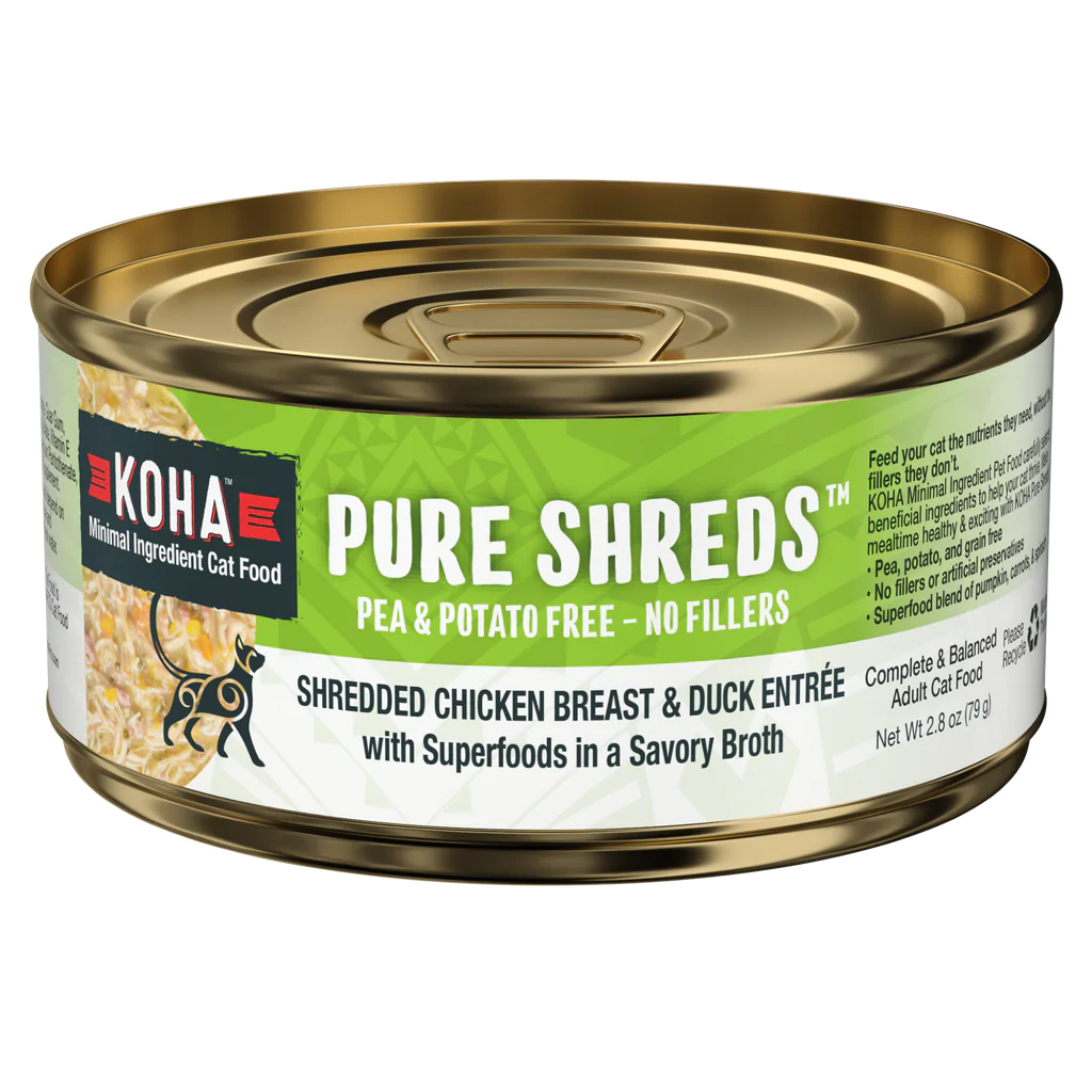 Koha Pure Shreds Shredded Chicken Breast And Duck Entrée, Wet Cat Food