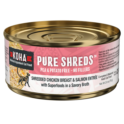 Koha Pure Shreds Shredded Chicken Breast And Salmon Entrée, Wet Cat Food