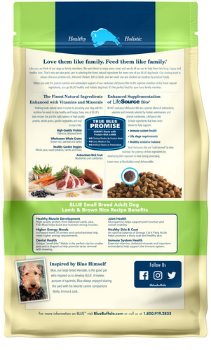 Blue Buffalo Life Protection Formula Natural Adult Small Breed Dry Dog Food, Lamb and Brown Rice 