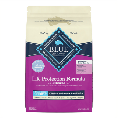 Blue Buffalo Life Protection Formula Natural Senior Small Breed Dry Dog Food, Chicken and Brown Rice