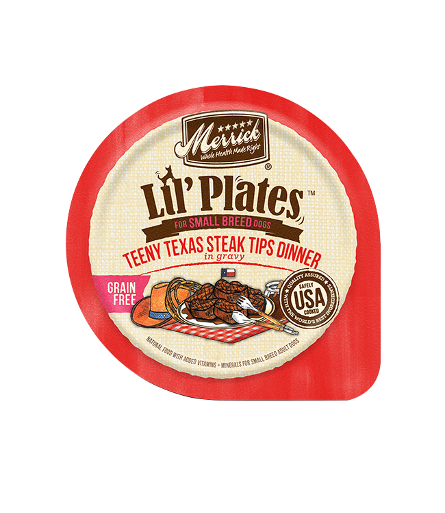 Merrick Lil' Plates Grain Free Teeny Texas Steak Tips Dinner Wet Dog Food, 3.5-oz Case of 12