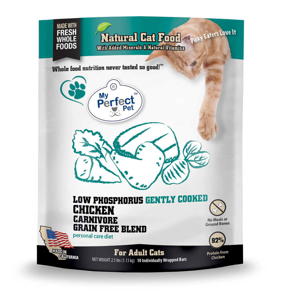 My Perfect Pet Low Phosphorus Gently Cooked Chicken Frozen Cat Food, 2.5-lb Bag