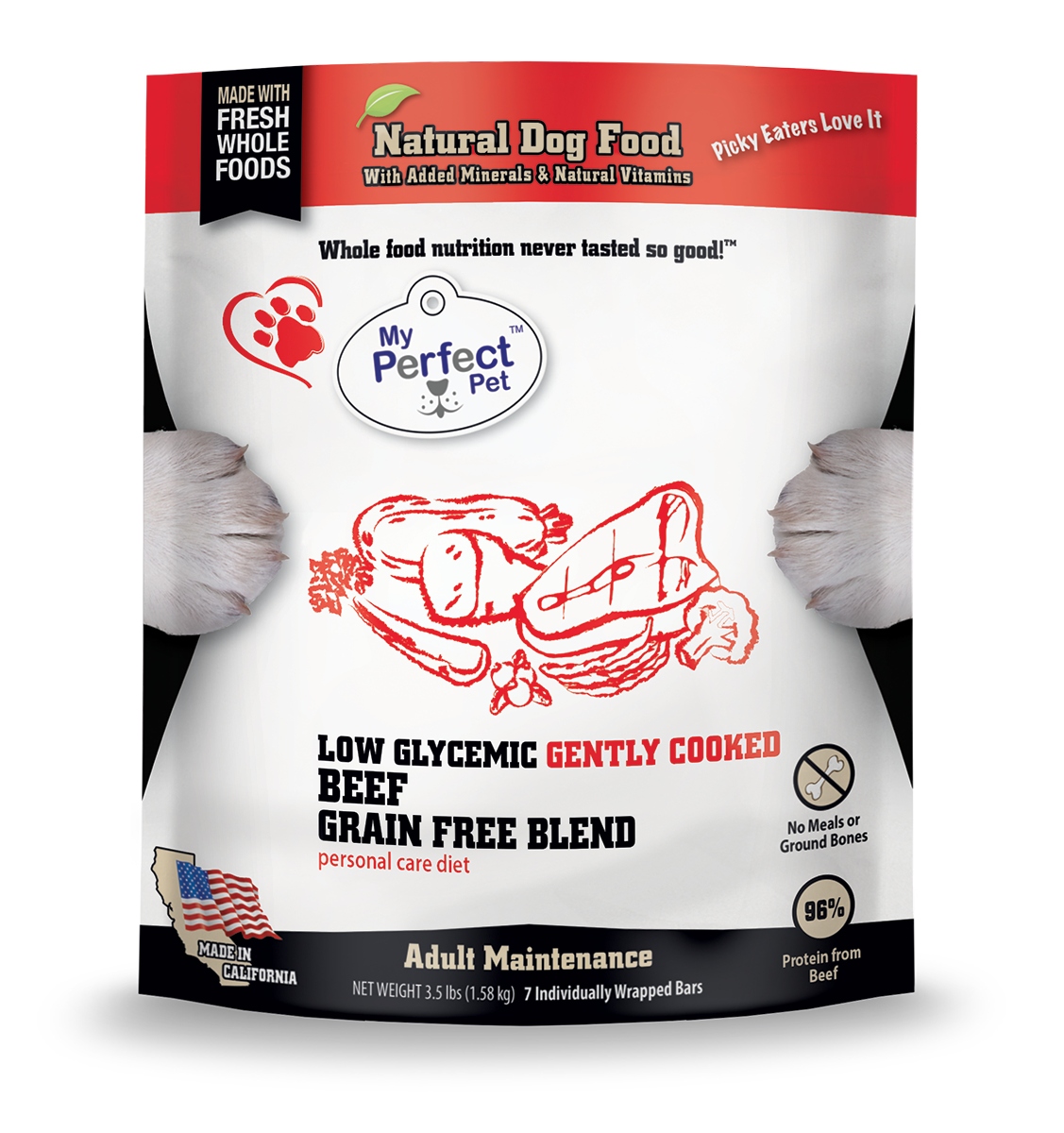 My Perfect Pet Gently Cooked Beef Potato Free Grain Free Frozen Dog Food, 3.5-lb Bag
