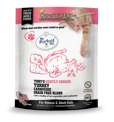 My Perfect Pet Toby's Gently Cooked Turkey Frozen Cat Food, 2.5-lb Bag