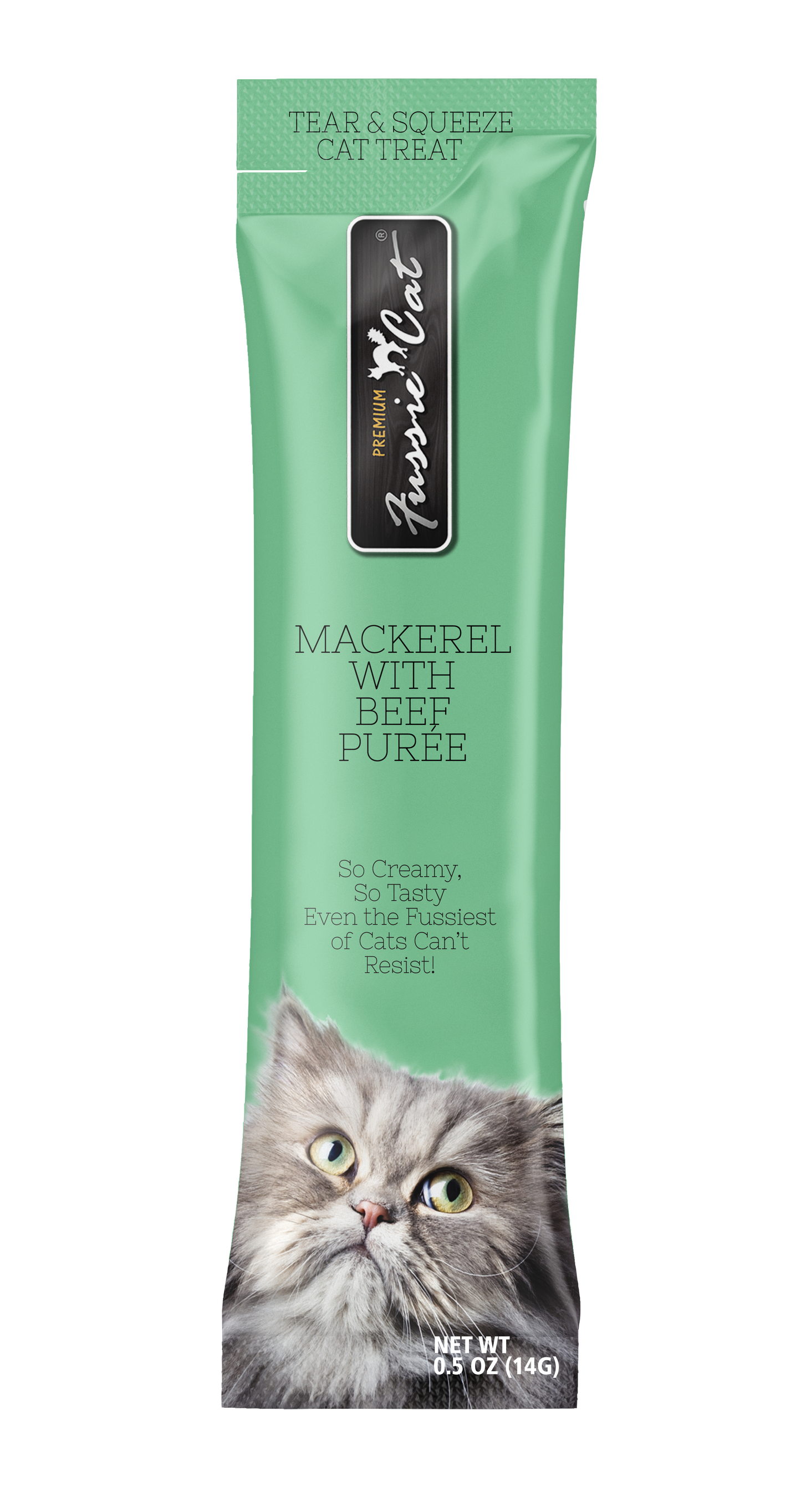 Fussie Cat Mackerel With Beef Purée 0.5-oz, 4-Pack, Cat Treat
