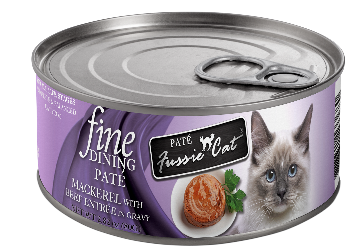 Fussie Cat Fine Dining Pate Mackerel With Beef Entrée In Gravy 2.82-oz, Wet Cat Food, Case Of 24
