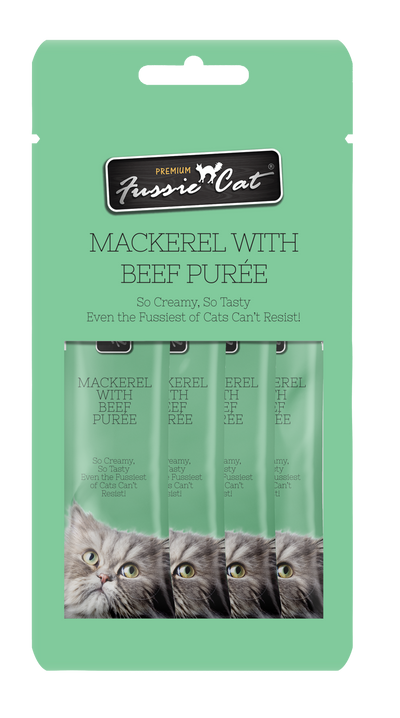 Fussie Cat Mackerel With Beef Purée 0.5-oz, 4-Pack, Cat Treat