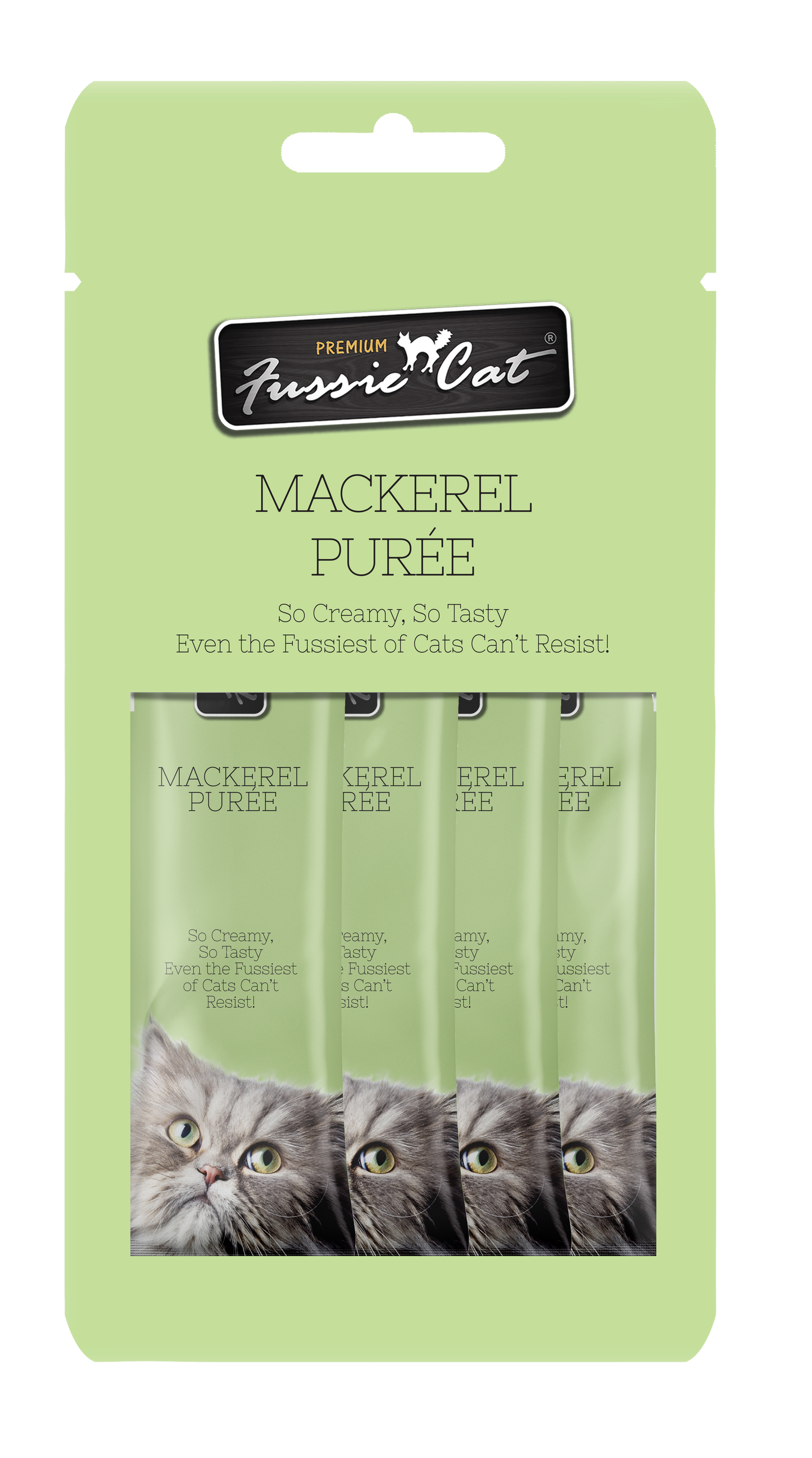 Fussie Cat Mackerel Purée 0.5-oz, 4-Pack, Cat Treat