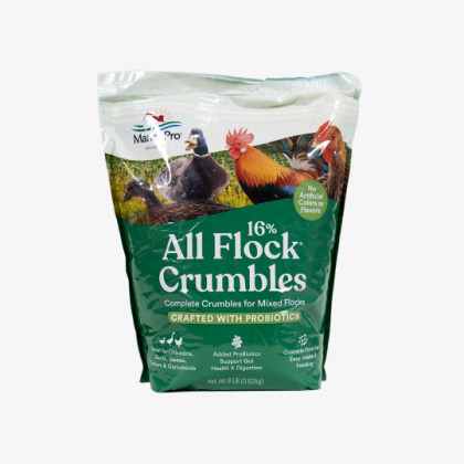 Manna-Pro 16% All Flock Crumble With Probiotics, Poultry Feed, 8-lb Bag