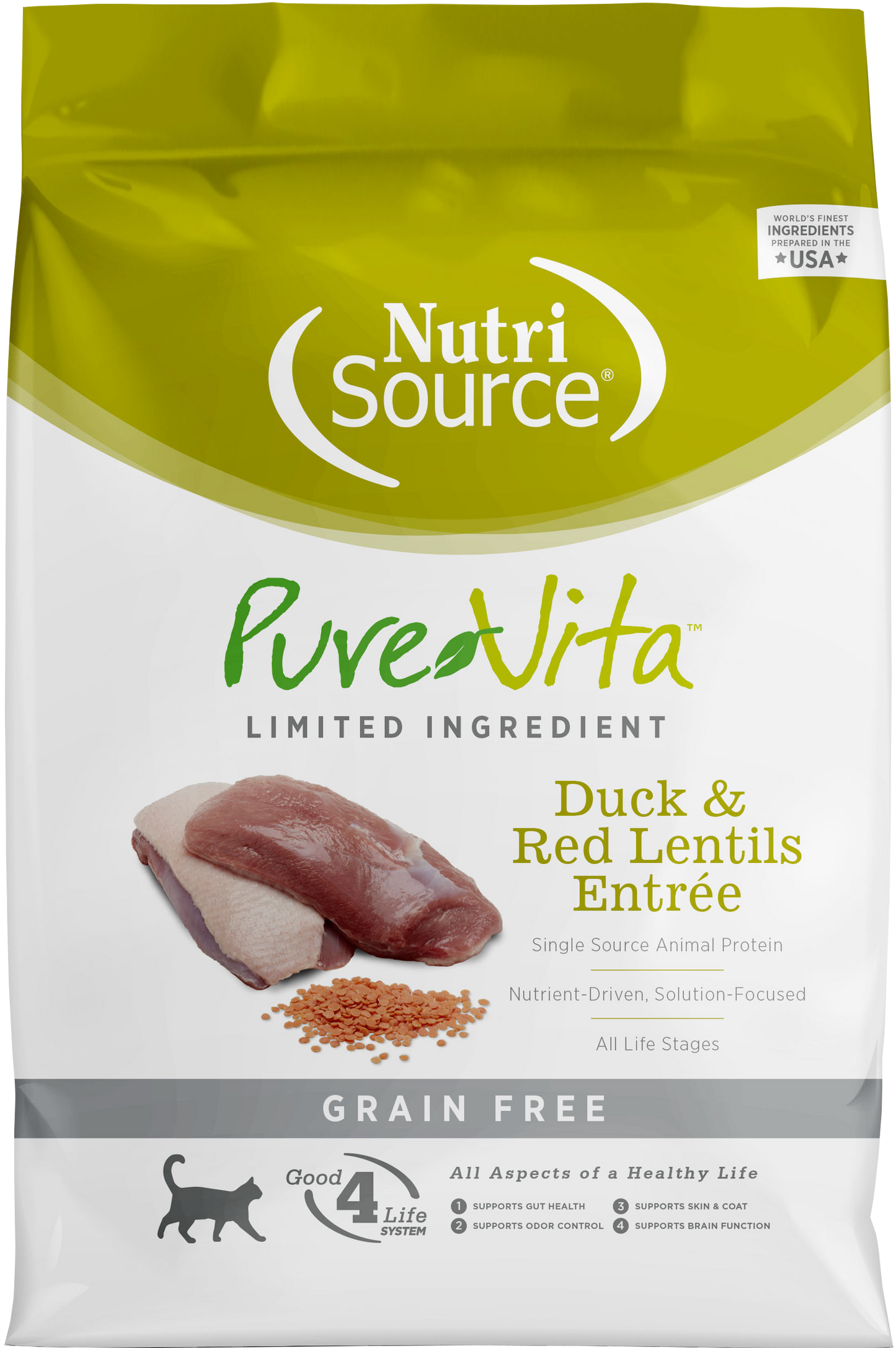 NutriSource PureVita Grain Free Duck & Red Lentils Entrée Dry Cat Food