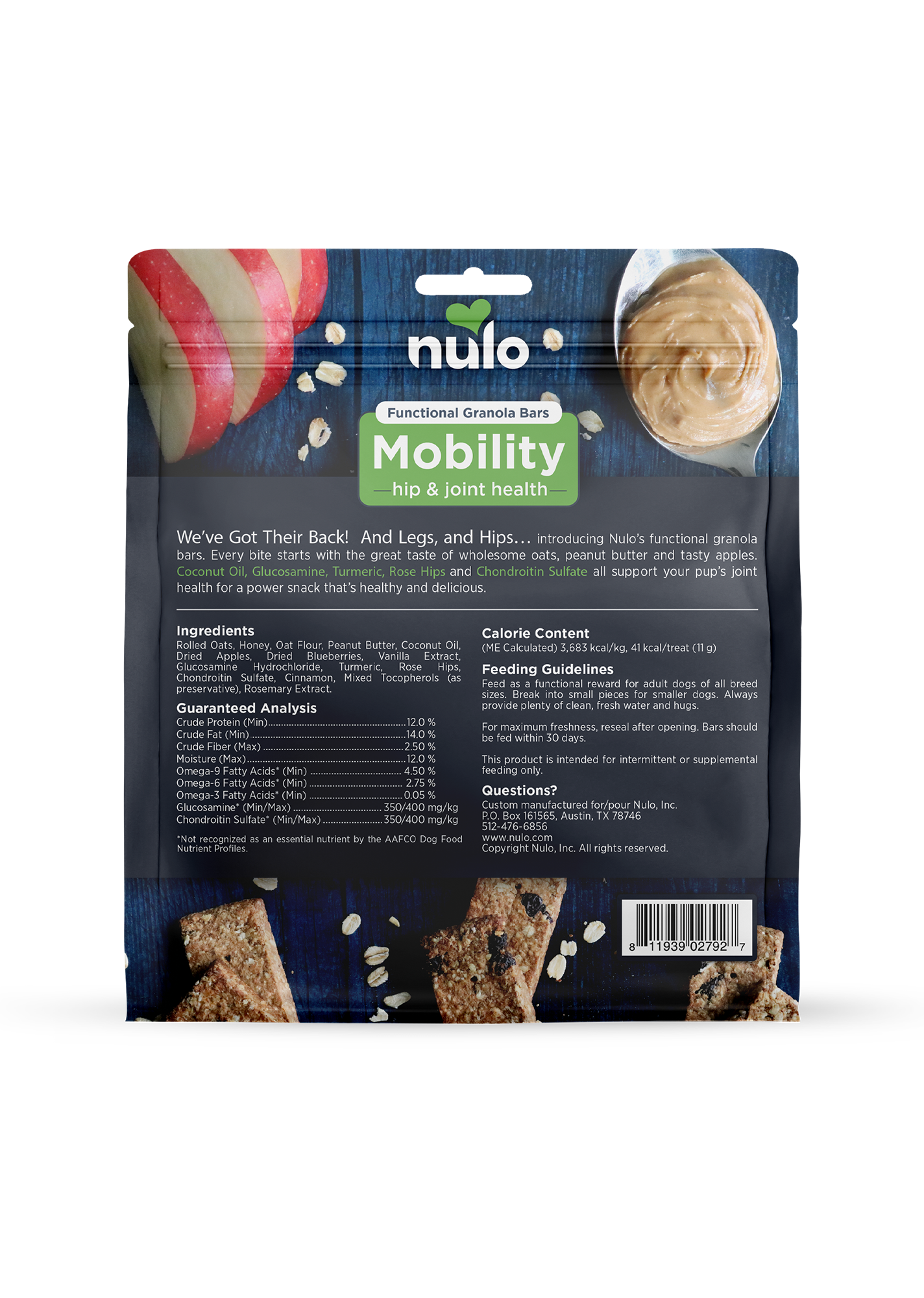 Nulo Mobility Hip & Joint Health Functional Granola Bars 10-oz, Dog Treat