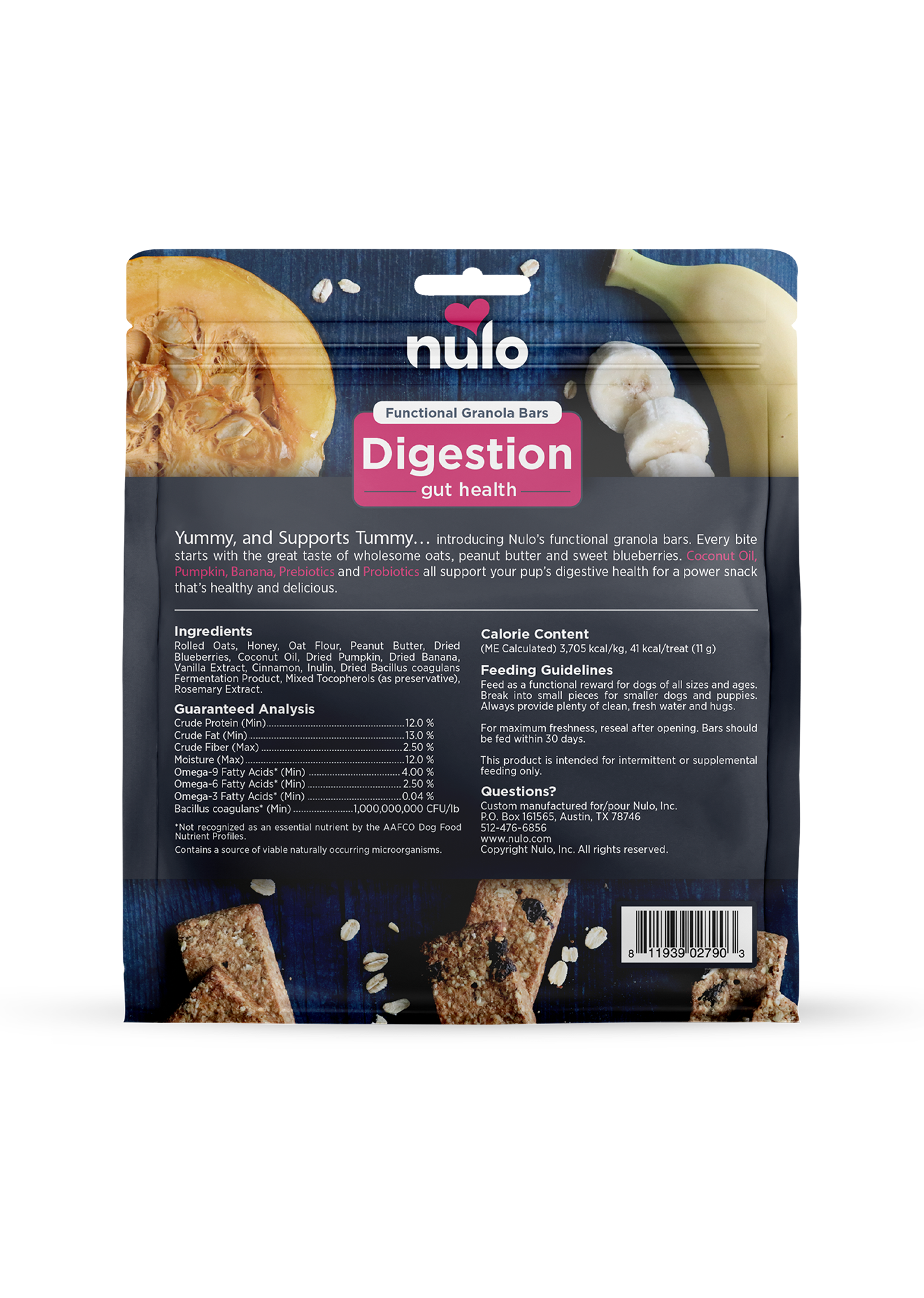 Nulo Digestion Gut Health Functional Granola Bars 10-oz, Dog Treat