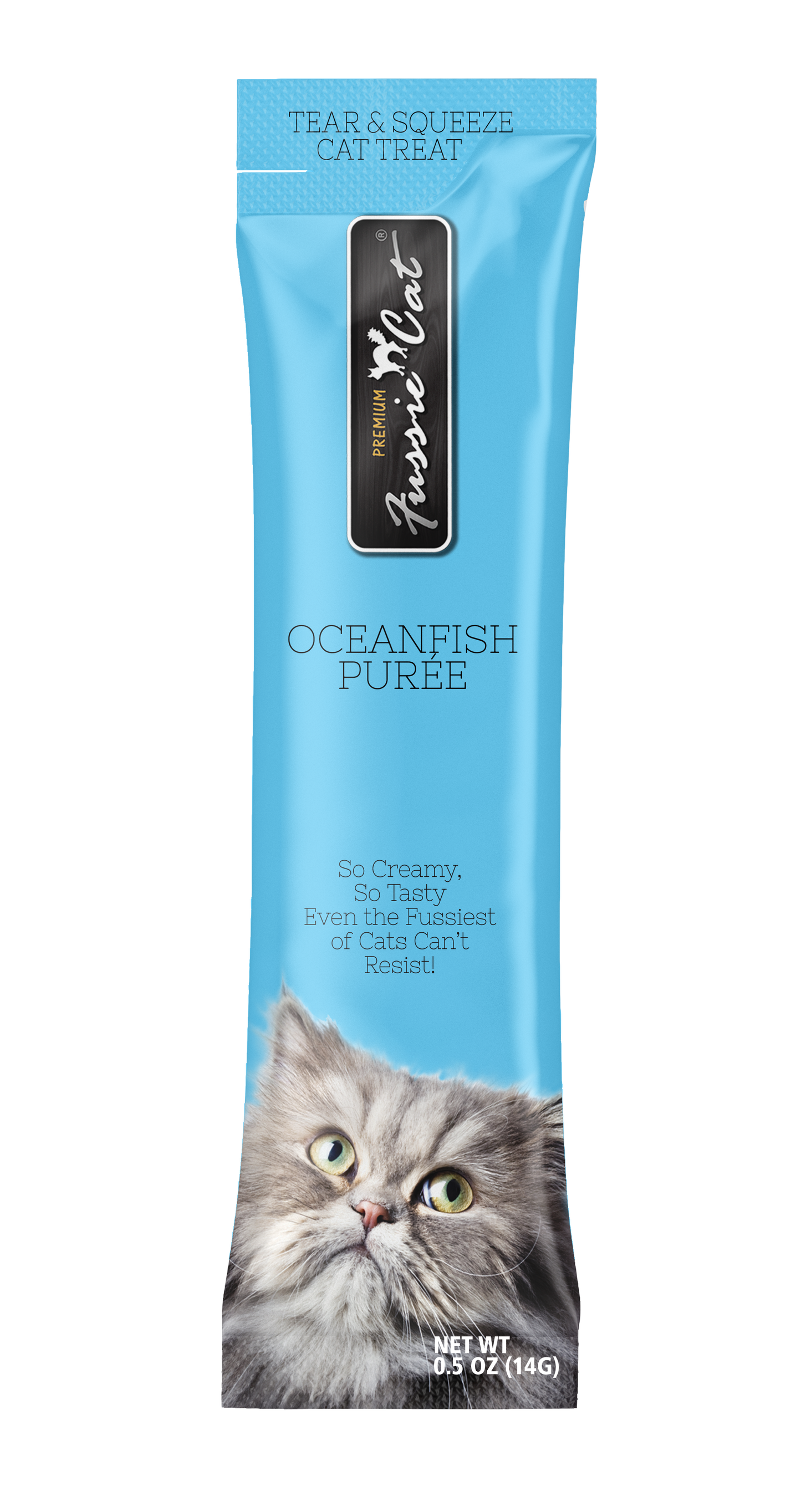 Fussie Cat Oceanfish Purée 0.5-oz, 4-Pack, Cat Treat