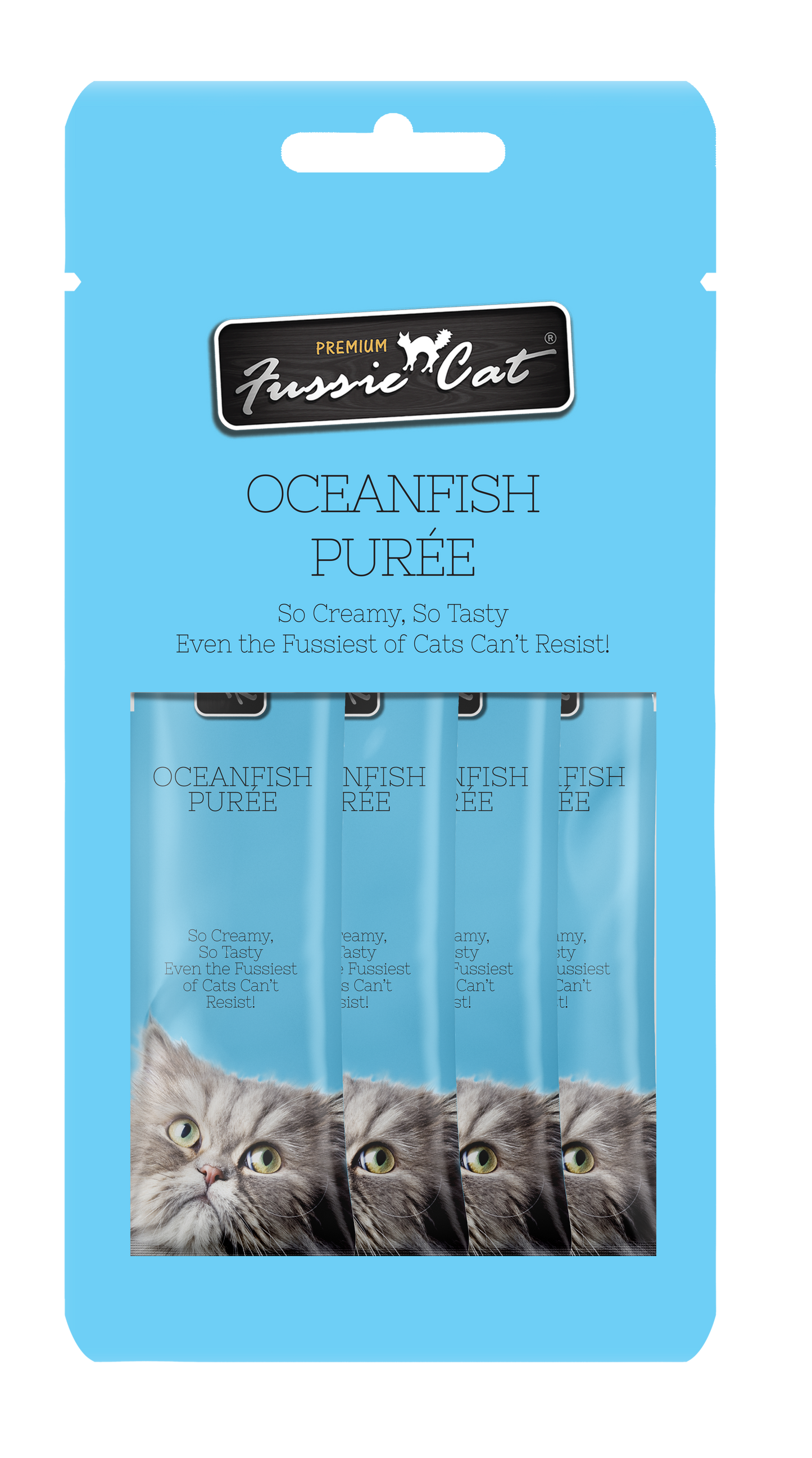 Fussie Cat Oceanfish Purée 0.5-oz, 4-Pack, Cat Treat