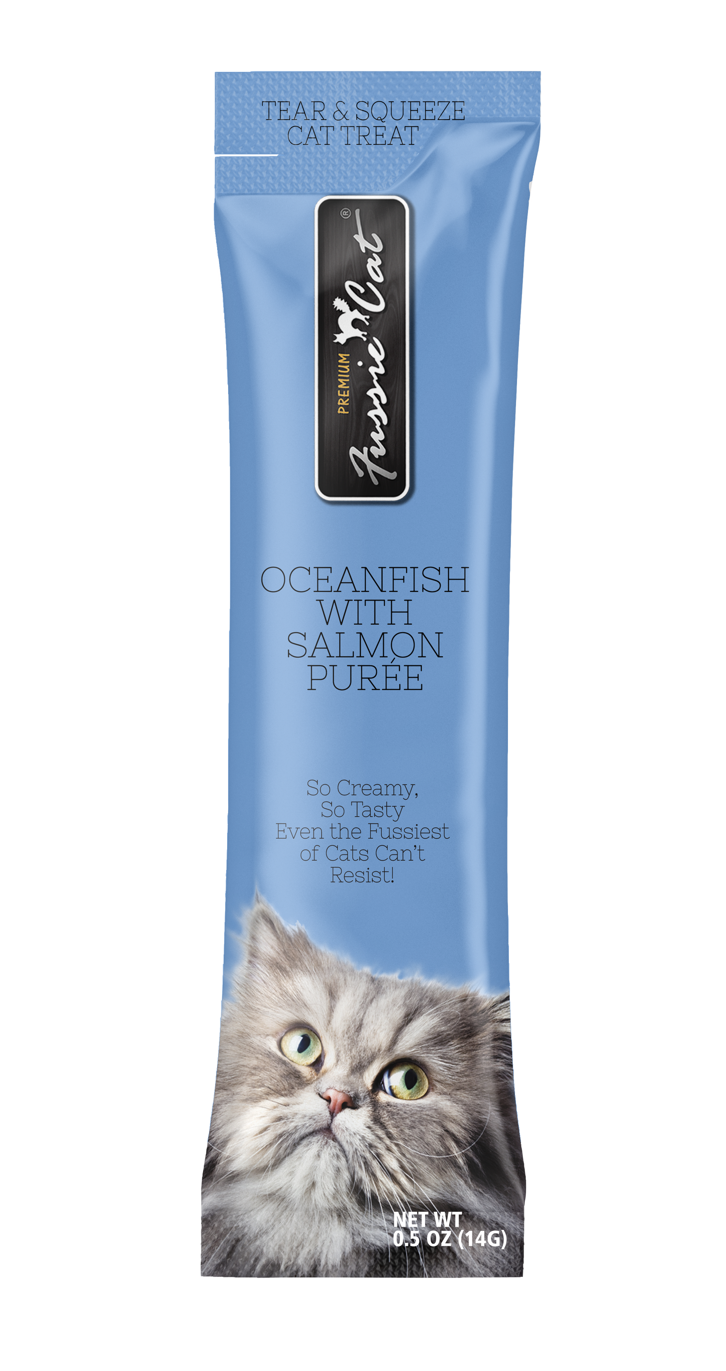 Fussie Cat Oceanfish With Salmon Purée 0.5-oz, 4-Pack, Cat Treat