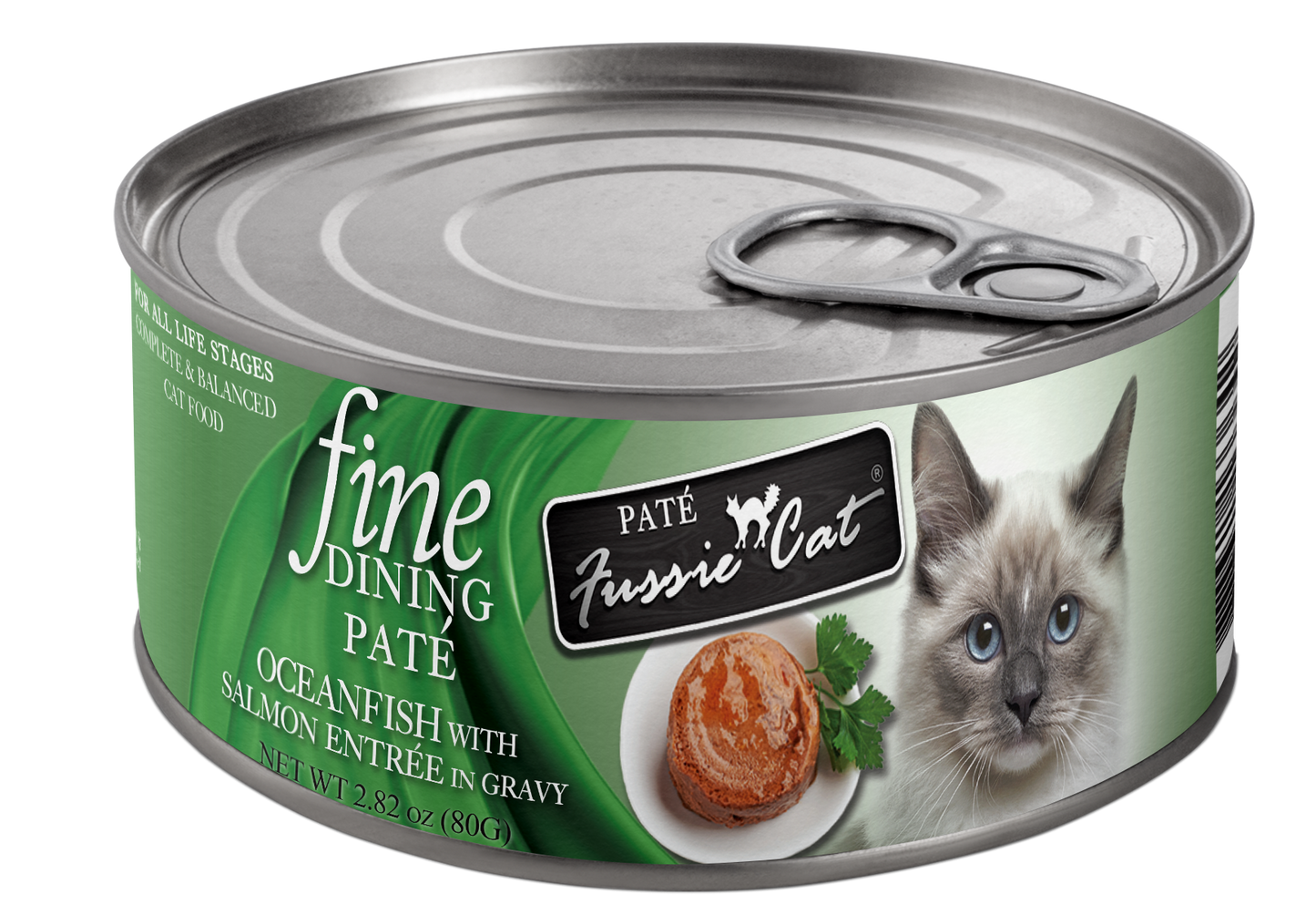 Fussie Cat Fine Dining Pate Oceanfish With Salmon Entrée In Gravy 2.82-oz, Wet Cat Food, Case Of 24