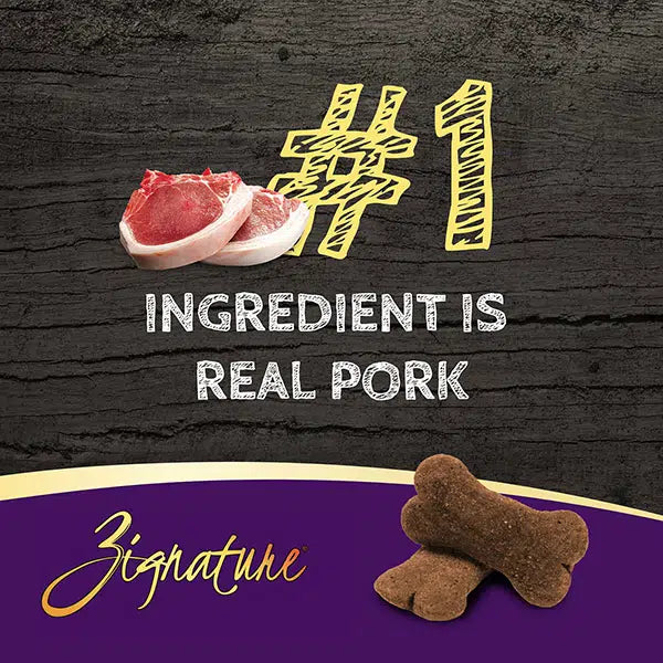 Zignature Ziggy Bar Biscuits Pork Recipe 12-oz, Dog Treat