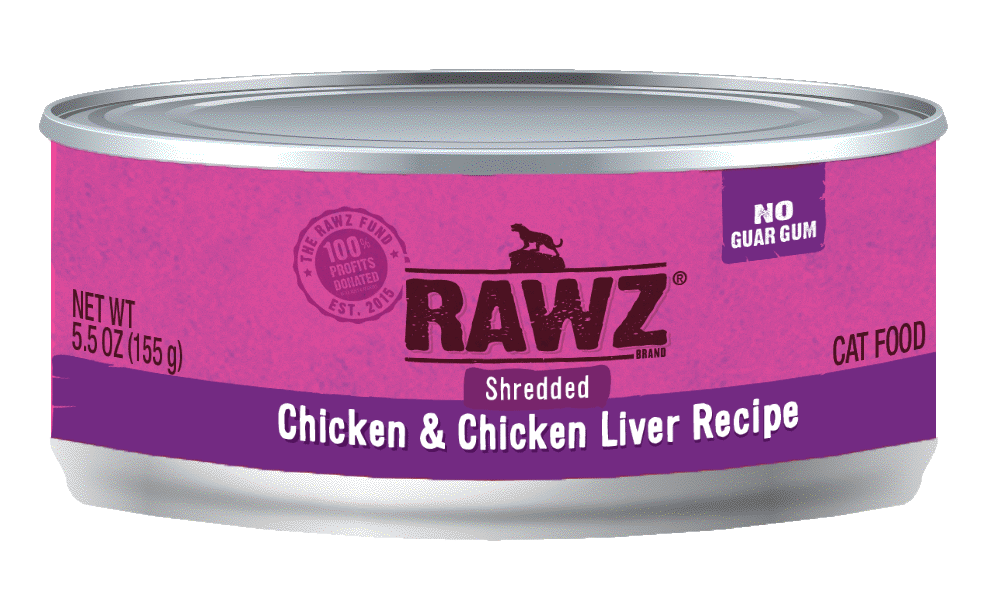 RAWZ® Shredded Chicken and Chicken Liver Recipe, Wet Cat Food