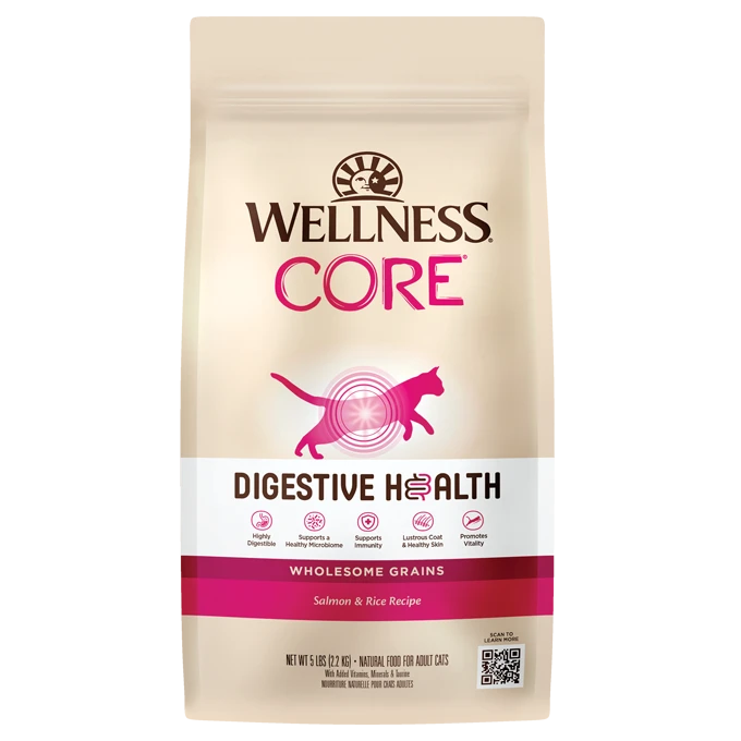 Wellness CORE® Digestive Health with Wholesome Grains, Adult: Salmon & Rice Dry Cat Food