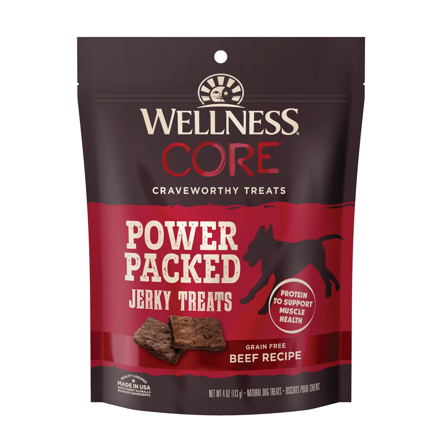 Wellness CORE Power Packed Beef Jerky Bites 4-oz, Dog Treat