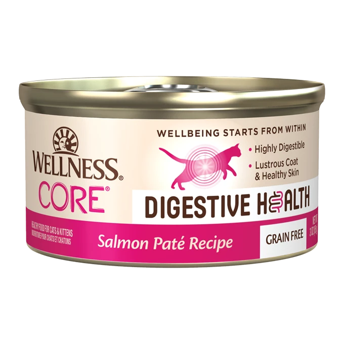 Wellness CORE Digestive Health Salmon Pate Recipe Wet Cat Food, 3-oz Case of 12