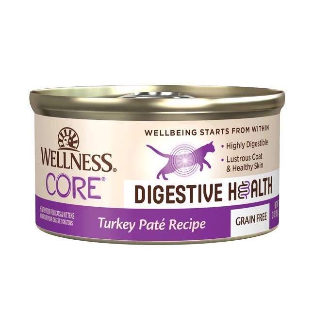 Wellness CORE Digestive Health Turkey Pate Recipe Wet Cat Food, 3-oz Case of 12