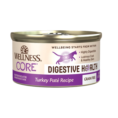 Wellness CORE Digestive Health Turkey Pate Recipe Wet Cat Food, 3-oz Case of 12