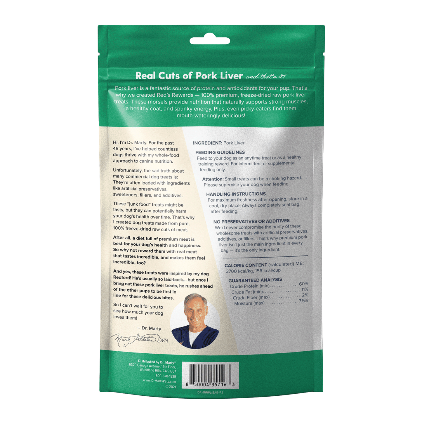 Dr. Marty Red's Rewards Pork Liver 4-oz, Dog Treat