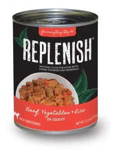 Replenish Beef, Vegetables, and Rice In Gravy, Wet Dog Food, 13.2-oz Case of 12