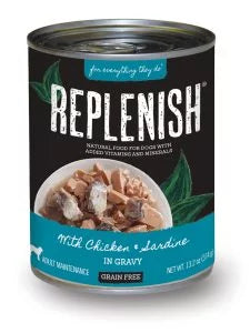 Replenish Chicken and Sardines In Gravy, Wet Dog Food, 13.2-oz Case of 12