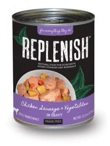 Replenish Chicken Sausage and Vegetables In Gravy, Wet Dog Food, 13.2-oz Case of 12