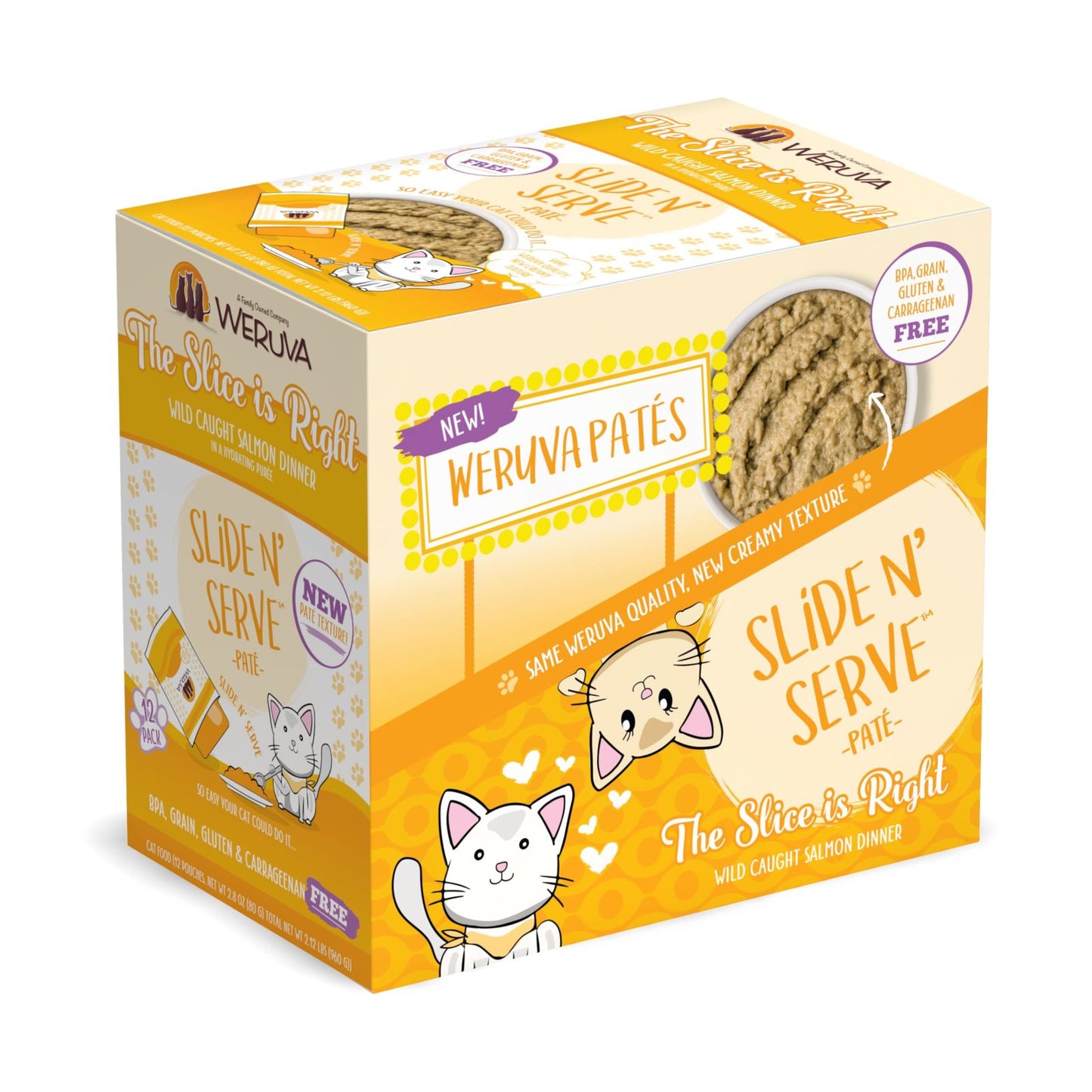 Weruva Slide N' Serve The Slice is Right Wild Caught Salmon Dinner 2.8-oz, Wet Cat Food