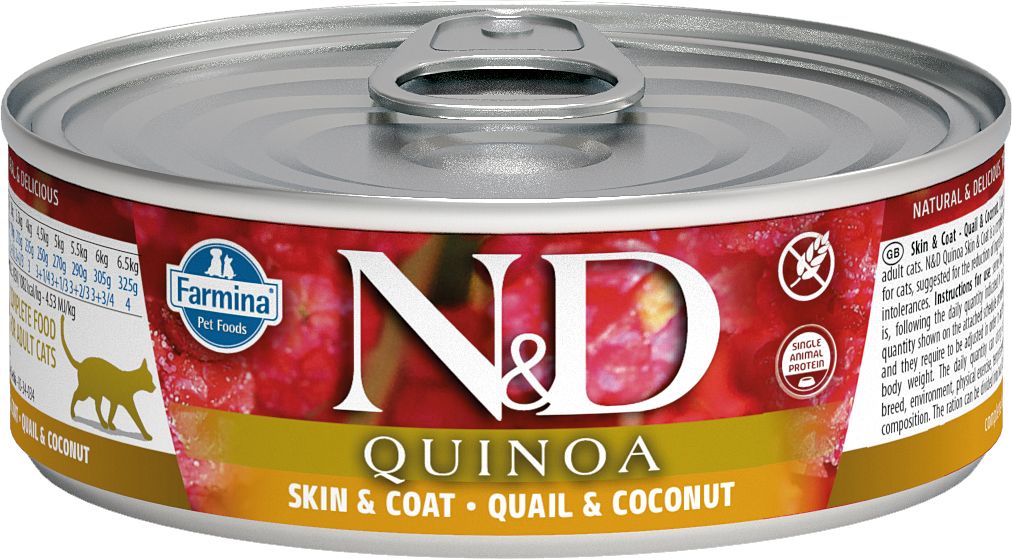 Farmina N&D Quinoa Cat Skin & Coat Quail & Coconut Recipe, Wet Cat Food, 2.5oz Case of 24