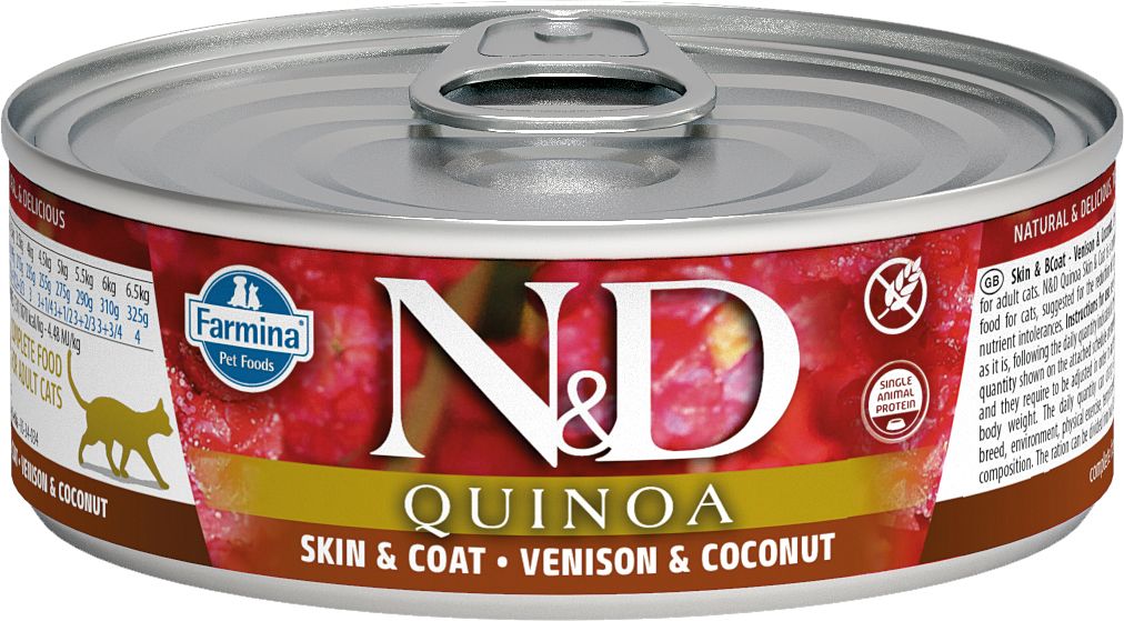Farmina N&D Quinoa Cat Skin & Coat Venison & Coconut Recipe, Wet Cat Food, 2.8oz Case of 24
