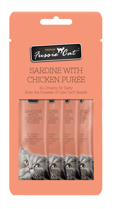 Fussie Cat Sardine With Chicken Purée 0.5-oz, 4-Pack, Cat Treat