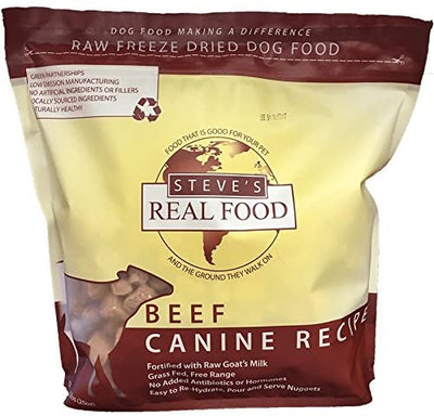 Steve's Real Food Freeze-Dried Beef Recipe Dog Food, 20-oz Bag