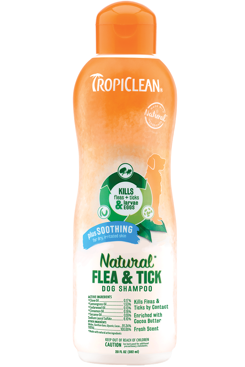 Tropiclean Natural Flea And Tick Shampoo, Plus Soothing For Dogs, 20-oz