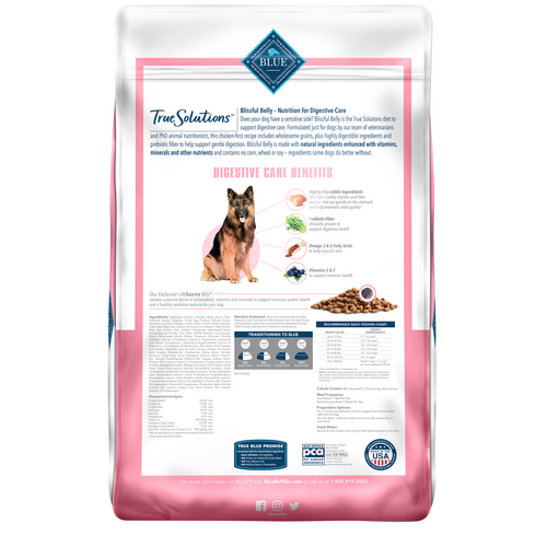 Blue Buffalo True Solutions Blissful Belly Natural Digestive Care Adult Dry Dog Food, Chicken