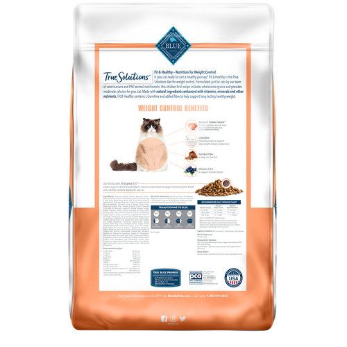 Blue Buffalo True Solutions Fit & Healthy Natural Weight Control Adult Dry Cat Food, Chicken