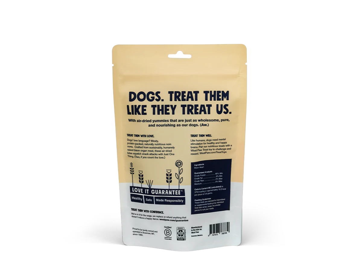 West Paw Air-Dried Bison Heart 2.5-oz, Dog Treat