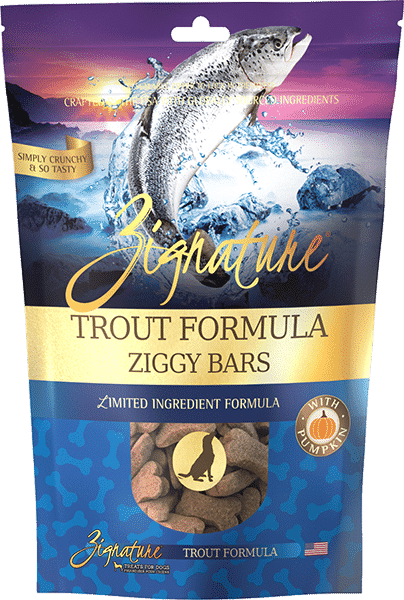 Zignature Ziggy Bar Biscuits Trout Recipe 12-oz, Dog Treat