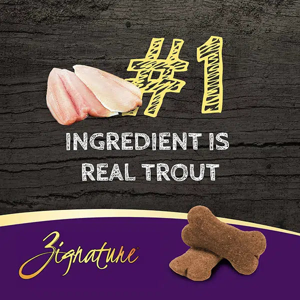 Zignature Ziggy Bar Biscuits Trout Recipe 12-oz, Dog Treat