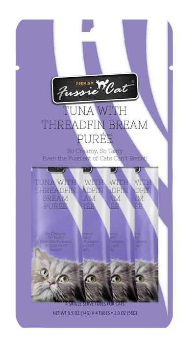 Fussie Cat Tuna With Threadfin Bream Purée 0.5-oz, 4-Pack, Cat Treat