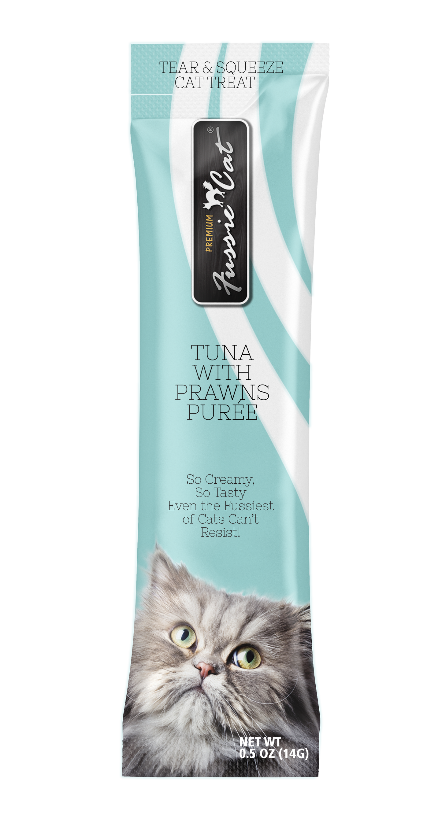 Fussie Cat Tuna With Prawns Purée 0.5-oz, 4-Pack, Cat Treat