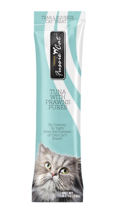 Fussie Cat Tuna With Prawns Purée 0.5-oz, 4-Pack, Cat Treat