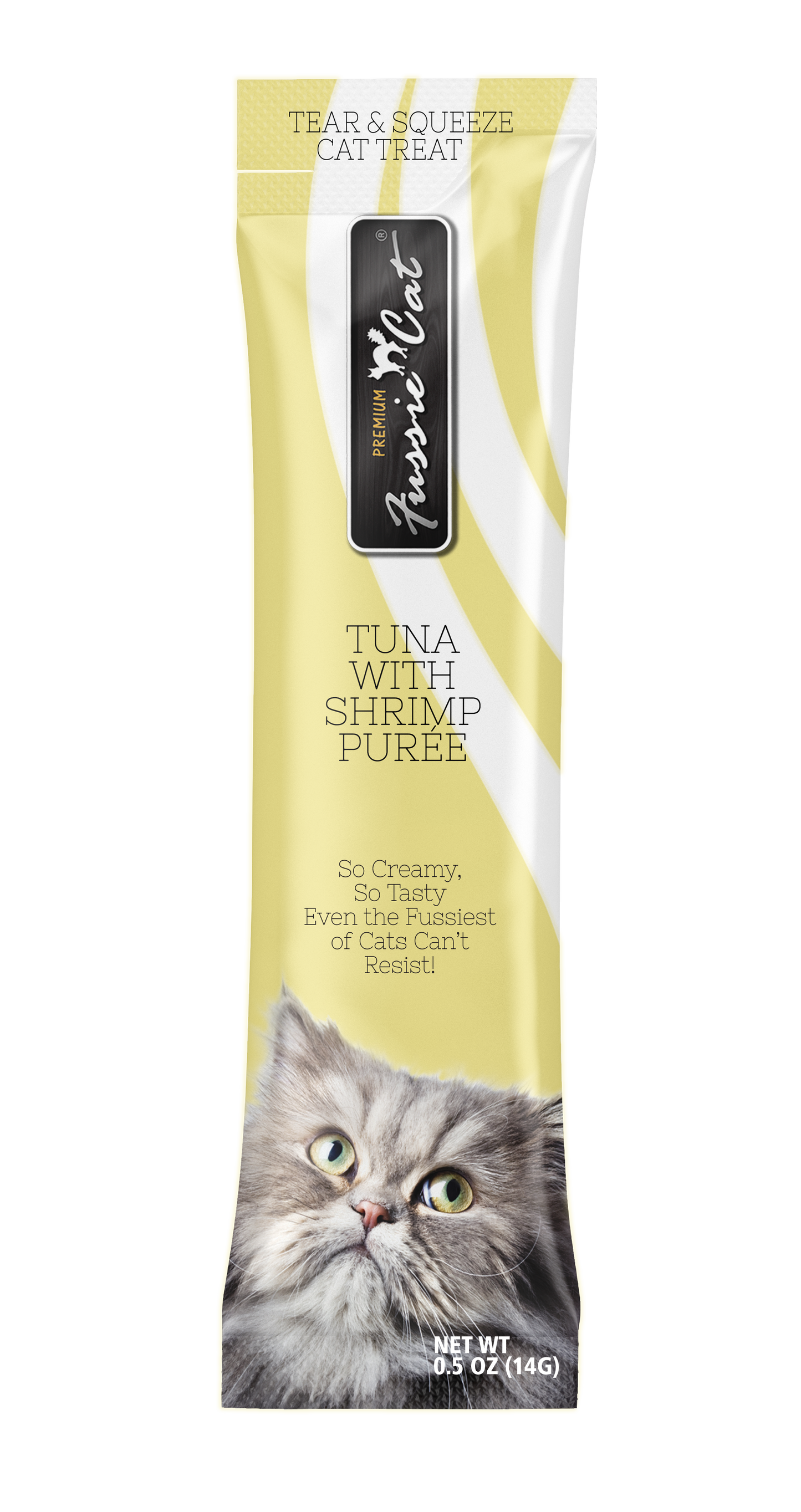 Fussie Cat Tuna With Shrimp Purée 0.5-oz, 4-Pack, Cat Treat