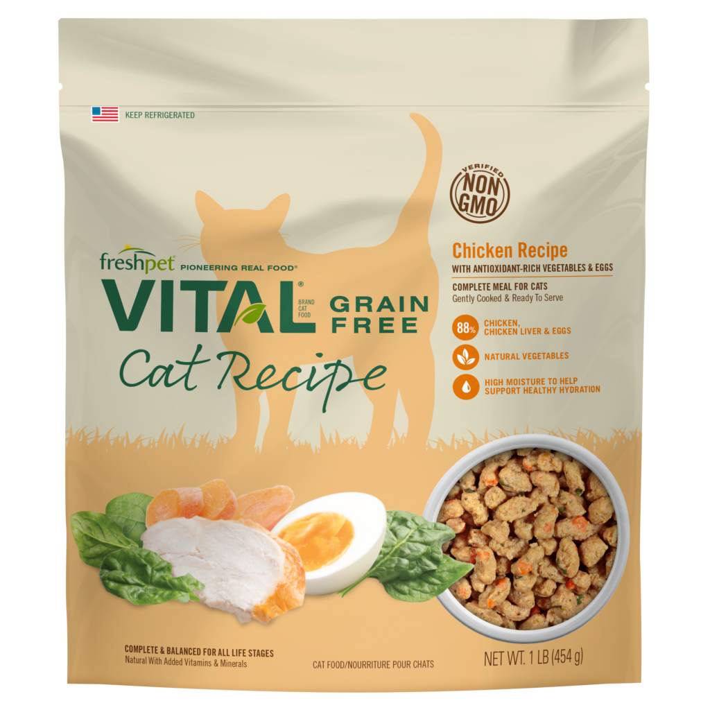 Freshpet Vital Grain Free Chicken Recipe, Gently Cooked Cat Food, 1-lb Bag